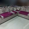 Bộ sofa nỉ giá rẻ màu hồng pha kem