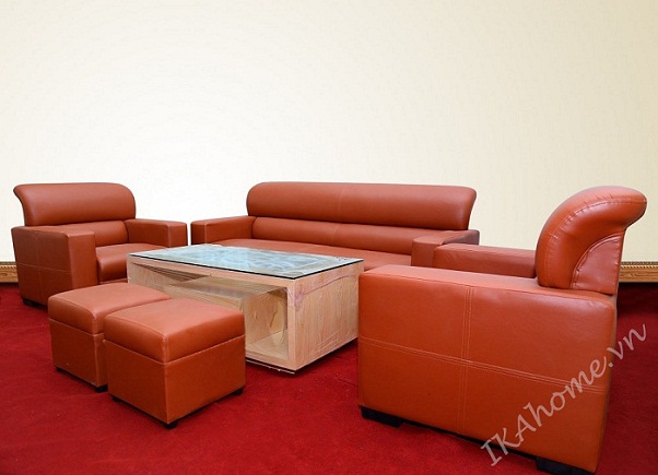 Mẫu sofa kiểu dáng chữ U giả da giá rẻ cho phòng khách gia đình tại Hà Nội