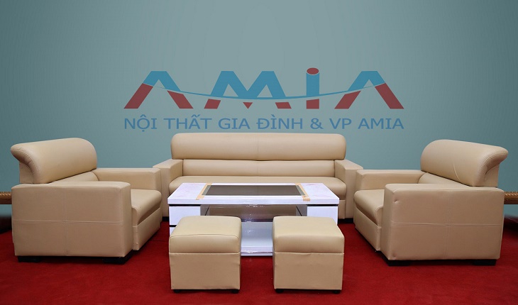 Hình ảnh cho mẫu sofa giá rẻ dưới 5 triệu đồng một bộ với gam màu kem nhẹ nhàng, hiện đại mà tinh tế