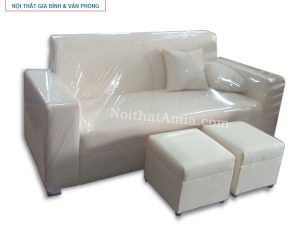 Hình ảnh cho mẫu sofa văng da màu trắng AmiA SFV057