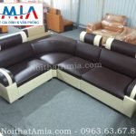 Hình ảnh cho bộ sofa da góc giá rẻ màu đen hợp phòng khách chung cư