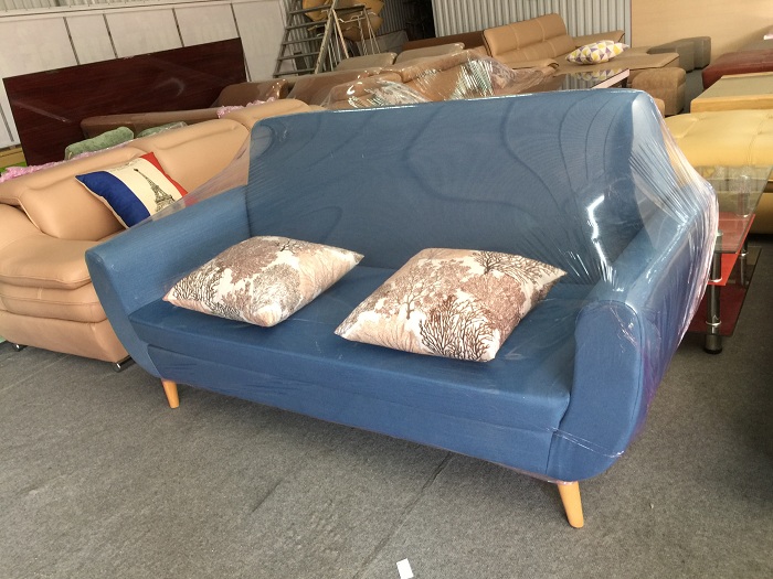 Hình ảnh ghế sofa văng nỉ đẹp với màu xanh cô ban độc đáo