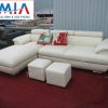 Hình ảnh cho mẫu ghế sofa da góc chữ L đẹp hiện đại với gam màu trắng tinh khiết