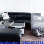 Hình ảnh cho ghế sofa da góc chữ L màu đen đẹp hiện đại