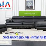 Hình ảnh cho mẫu ghế sofa da góc chữ L màu đen đẹp hiện đại và sang trọng