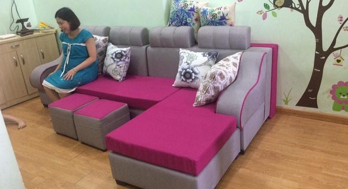 Hình ảnh cho mẫu ghế sofa nỉ góc chữ L đặt làm theo yêu cầu tại Nội thất AmiA