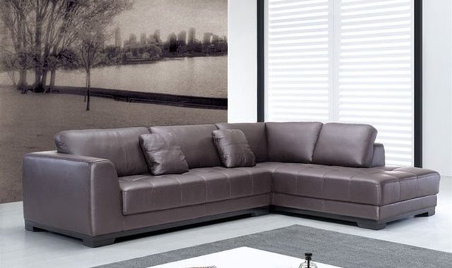 Hình ảnh cho mẫu sofa da góc chữ L nhỏ đẹp khi bài trí trong phòng khách gia đình