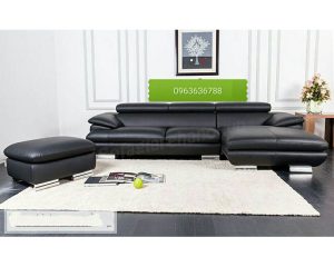 Hình ảnh ghế sofa da góc chữ L màu đen đẹp hiện đại, sang trọng và đẳng cấp