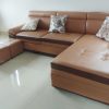 Hình ảnh Mẫu ghế sofa da đẹp hình chữ l bài trí trong phòng khách nhà khách hàng