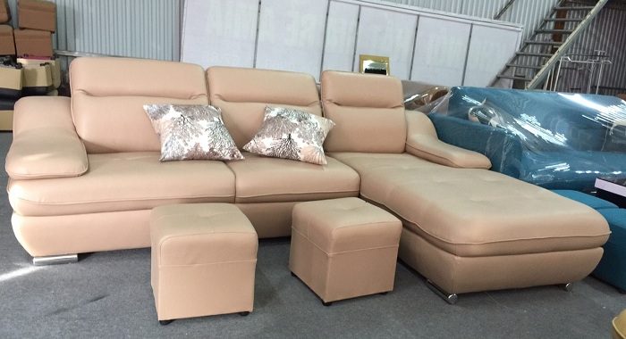 Hình ảnh mẫu ghế sofa da góc chữ L AmiA SFD097 rất được yêu thích và ưa chuộng