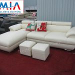 Hình ảnh mẫu ghế sofa da góc chữ L đẹp hiện đại AmiA SFD093 màu trắng