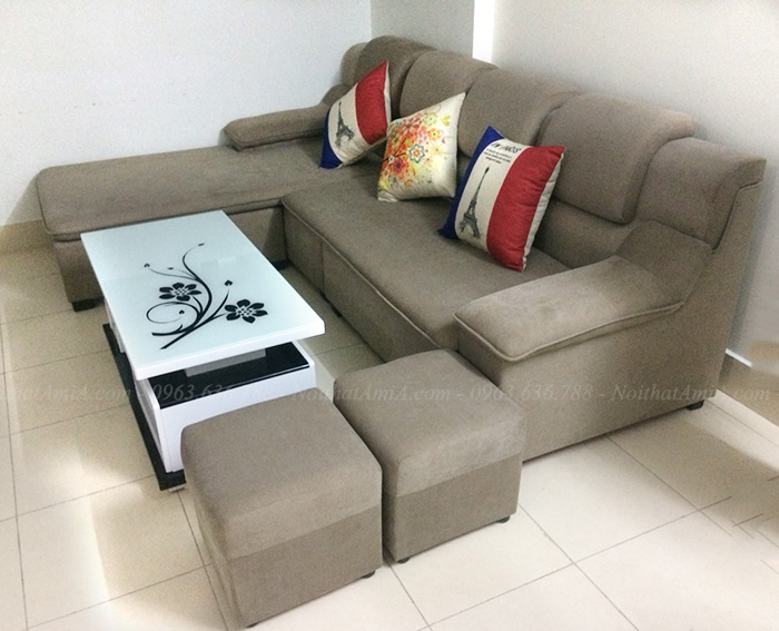 Hình ảnh Mẫu sofa đẹp hiện đại chất liệu nỉ với thiết kế hình chữ L