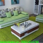 Hình ảnh bộ ghế sofa văng đẹp nhỏ xinh màu xanh nhẹ nhàng và tinh tế