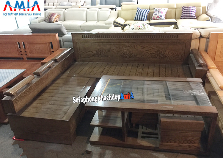 Hình ảnh Sofa gỗ phòng khách hiện đại gam màu nâu vân gỗ tự nhiên