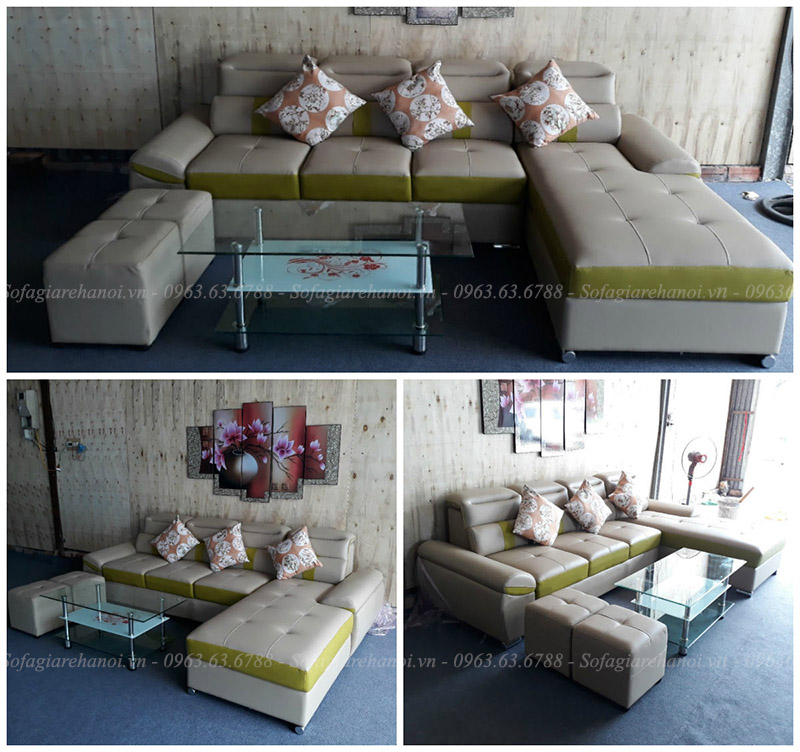 Hình ảnh Các góc chụp của mẫu sofa đẹp da chữ L mang đến cho quý khách hàng cái nhìn tổng quan nhất về sản phẩm