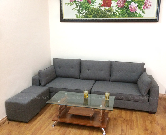 Hình ảnh Bộ ghế sofa đẹp dạng văng nỉ nhỏ xinh cho nhà nhỏ