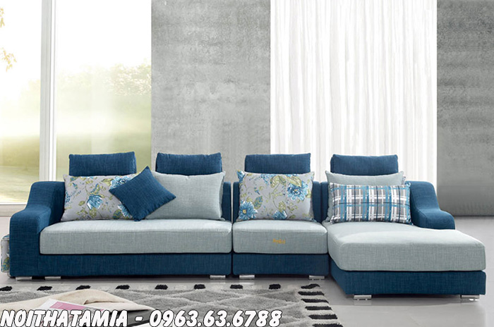 Hình ảnh Bộ bàn ghế sofa nỉ đẹp thiết kế 4 chỗ với kiểu dáng hình chữ L