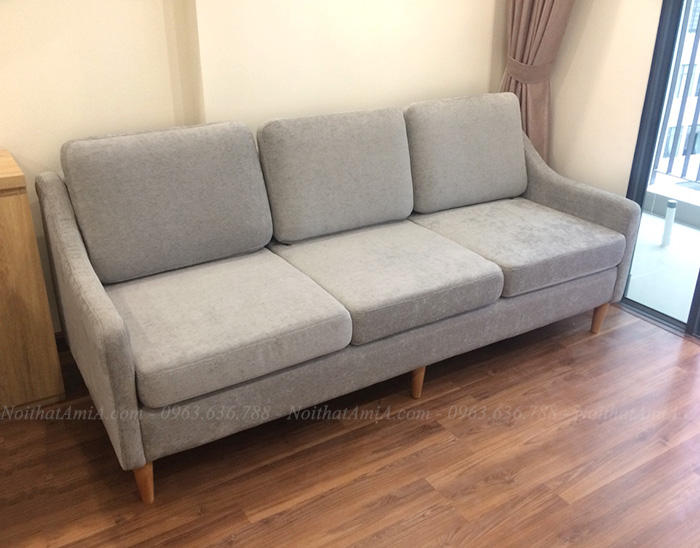 Hình ảnh Bộ ghế sofa nhỏ đẹp dạng văng nỉ thiết kế 3 chỗ hiện đại