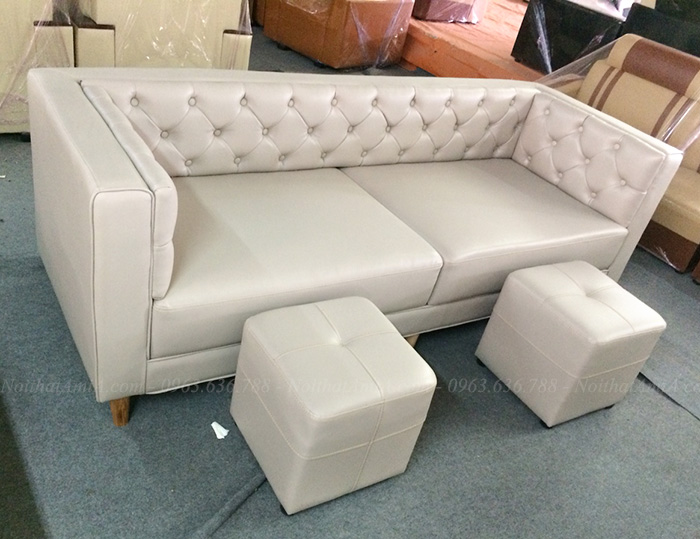 Hình ảnh Bộ ghế sofa nhỏ xinh thiết kế 2 chỗ kết hợp rút khuy phần lưng