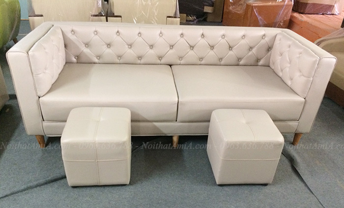 Hình ảnh Các mẫu sofa nhỏ đẹp hiện đại thiết kế dạng ghế văng da có rút khuy