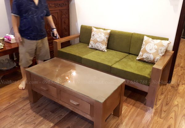 Hình ảnh Ghế sofa nhỏ đẹp Hà Nội thiết kế dạng văng gỗ kích thước nhỏ