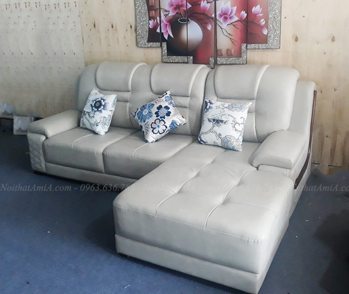Hình ảnh Mẫu ghế sofa da đẹp hiện đại thiết kế dạng chữ L 3 chỗ