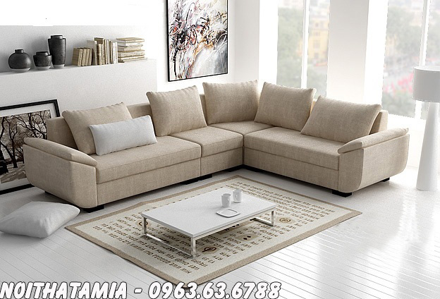 Hình ảnh Mẫu ghế sofa nỉ đẹp thiết kế dạng góc cho phòng khách rộng