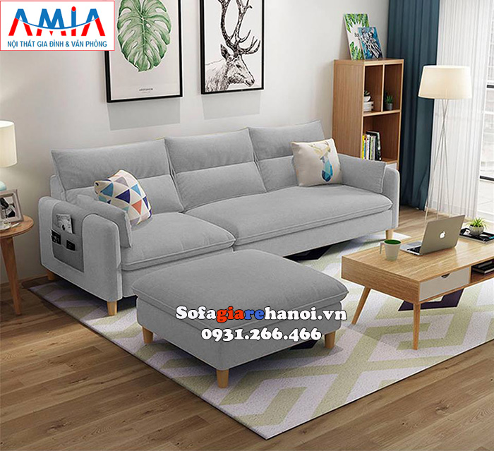 Hình ảnh Ghế sofa màu ghi sáng đẹp hiện đại đồng nhất với màu sơn tường