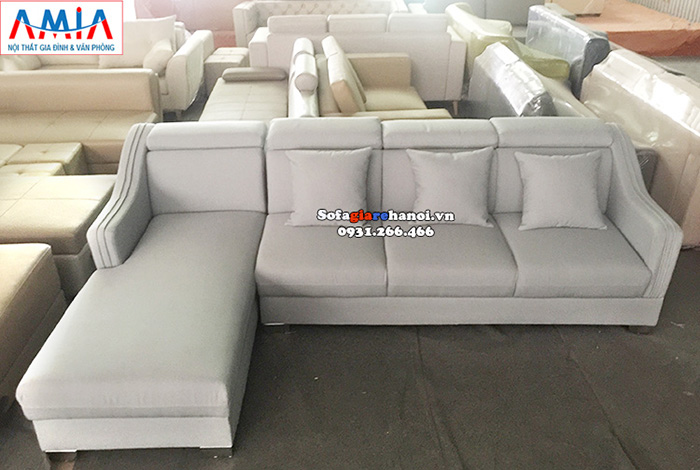 Hình ảnh Mẫu sofa nỉ góc chữ L 4 chỗ cho phòng khách đẹp gia đình