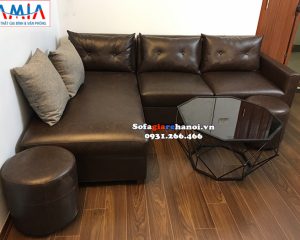 Hình ảnh Bộ ghế sofa da giá rẻ cho phòng khách nhỏ thiết kế hình chữ L 3 chỗ