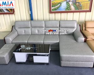 Hình ảnh Mẫu ghế sofa da đẹp cho phòng khách lớn thiết kế hình chữ L 4 chỗ độc đáo