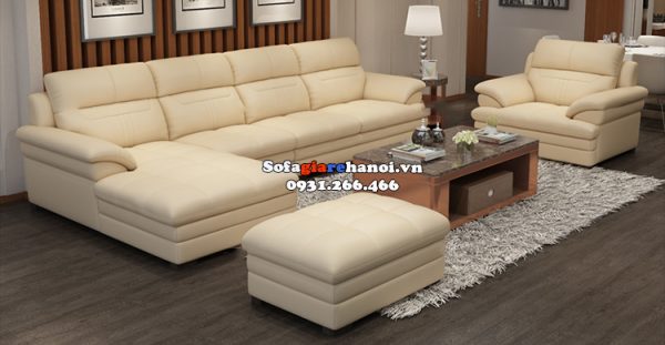 Hình ảnh Bộ ghế sofa phòng khách cao cấp chất liệu da Hàn Quốc chất lượng cao cho không gian rộng