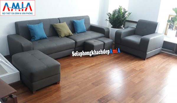 Hình ảnh Bộ ghế sofa văng da Hàn Quốc đẹp hiện đại kê phòng khách chung cư