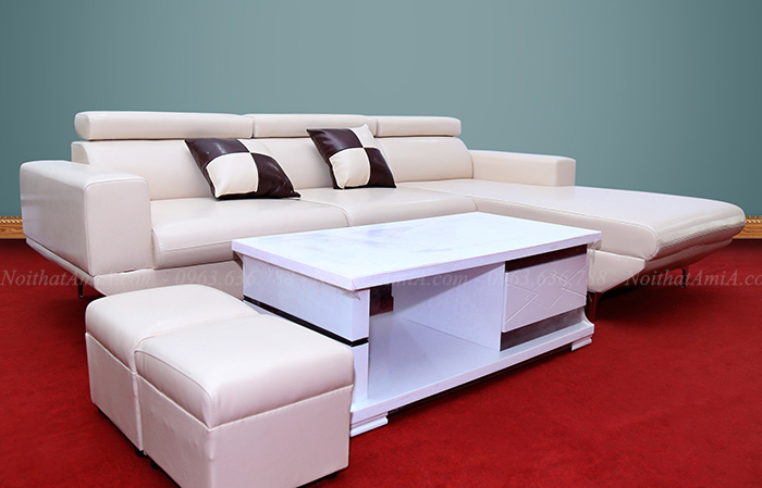 Hình ảnh Ghế sofa da chữ L đẹp hiện đại cho phòng khách đẹp AmiA SFD038