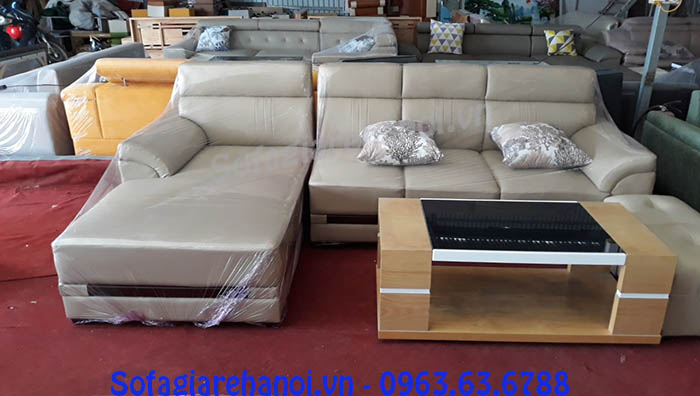 HÌnh ảnh cho mẫu ghế sofa da góc chữ L đẹp hiện đại tại Tổng kho Nội thất AmiA