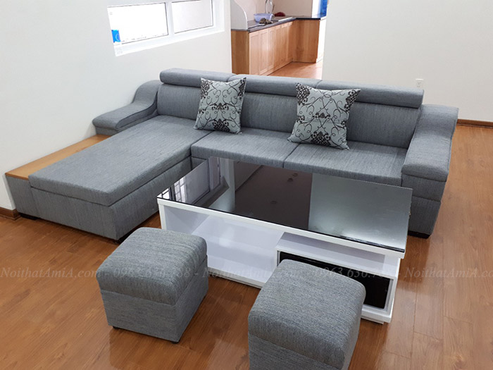 Hình ảnh mẫu ghế sofa nỉ góc chữ L đẹp hiện đại AmiA SFN092