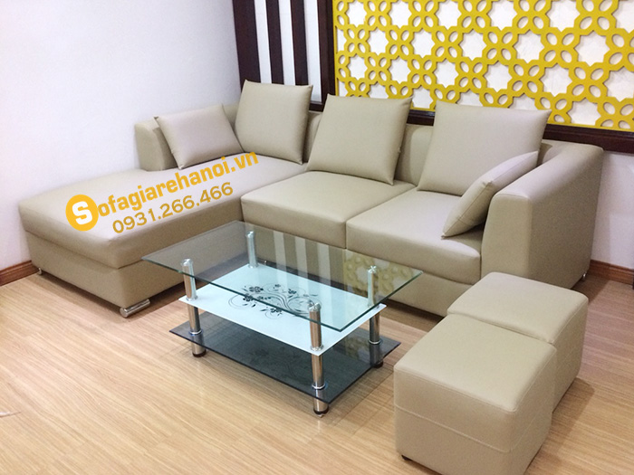 Hình ảnh ghế sofa da góc nhỏ xinh cho nhà nhỏ