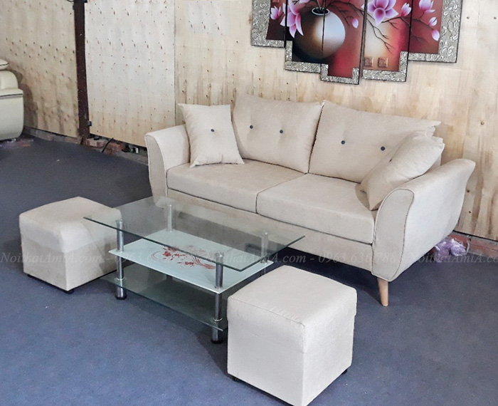 Hình ảnh Mẫu sofa đẹp dang văng thiết kế rút khuy gối tựa AmiA SFN156