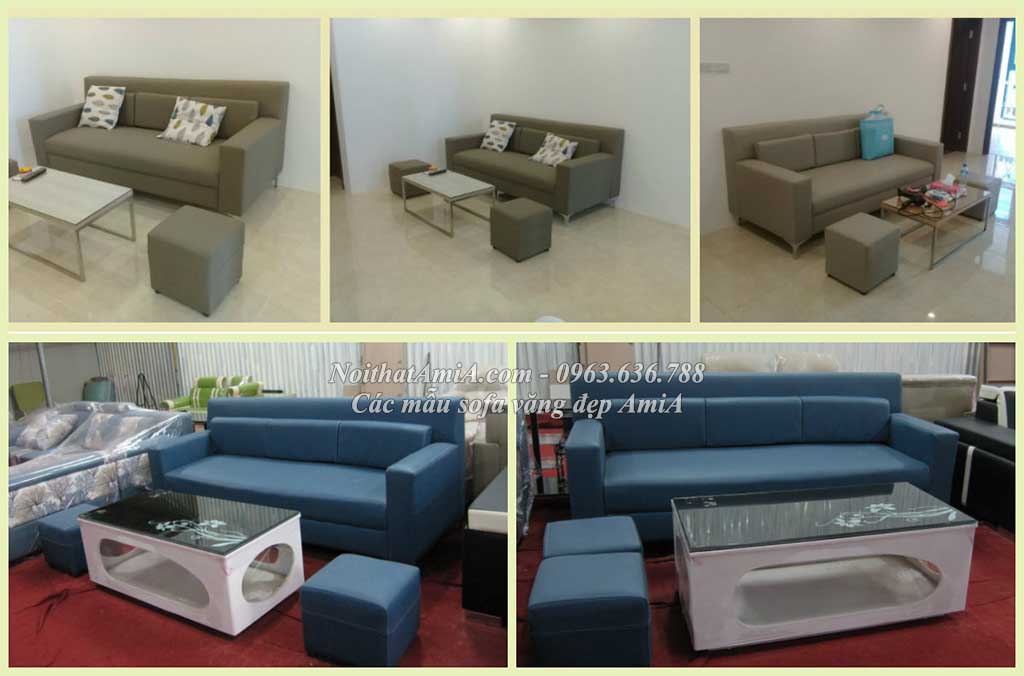 Hình ảnh mẫu sofa văng đẹp xinh AmiA SF096 với chất liệu da hiện đại