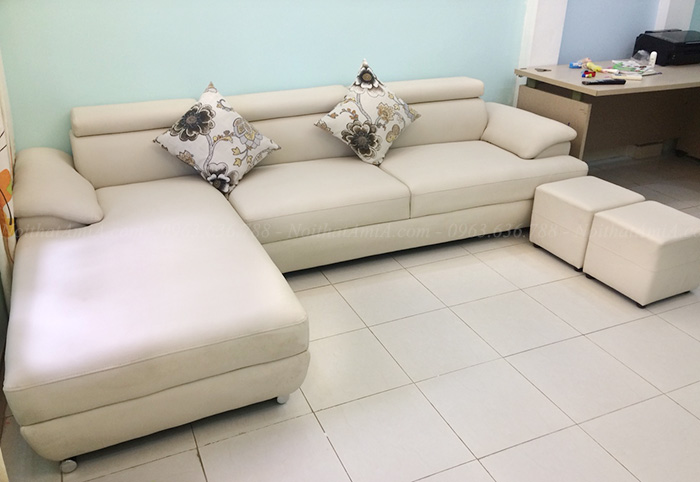 Hình ảnh Sofa da chữ L hiện đại và sang trọng