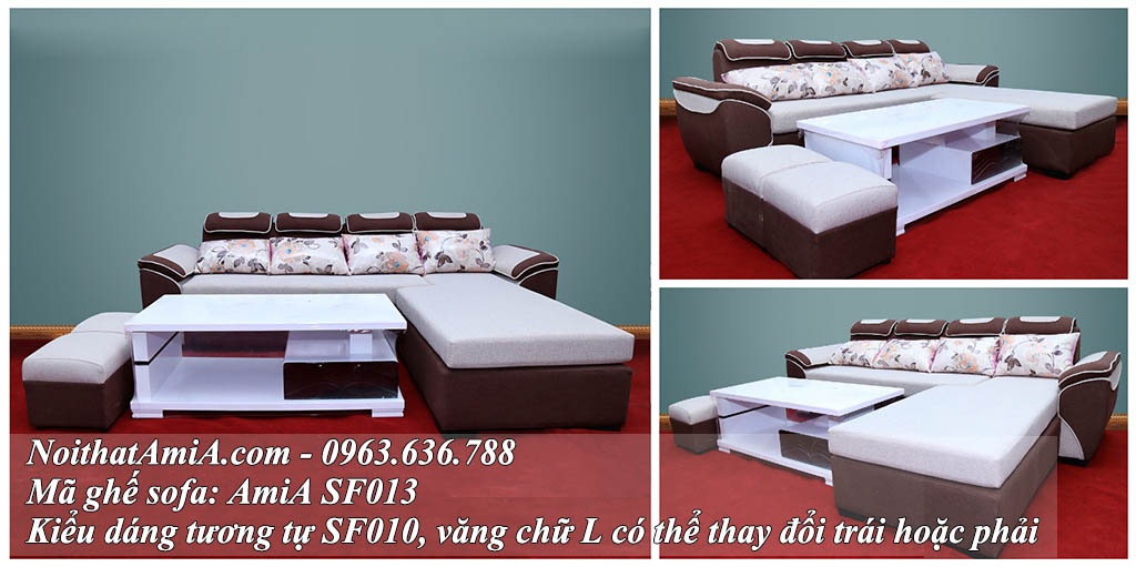 Hình ảnh ghế sofa góc nỉ chữ L AmiA SFN013 đẹp hiện đại và sang trọng