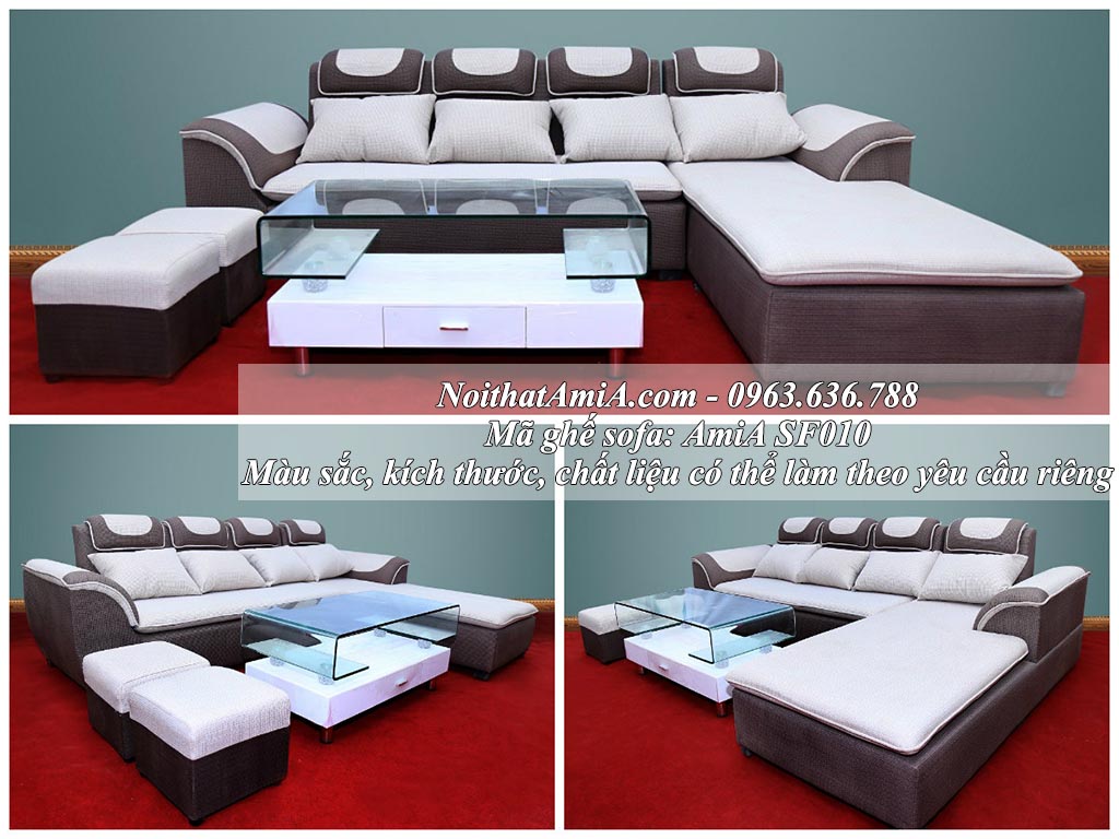 Hình ảnh sofa nỉ chữ L AmiA SF010 thiết kế hiện đại, sang trọng