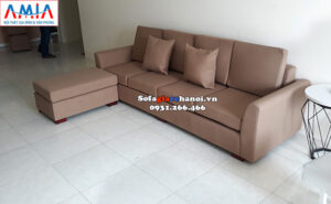 Hình ảnh Sofa nỉ văng phòng khách nhỏ kèm đôn lớn ghép lại thành hình chữ L linh hoạt, tiện lợi