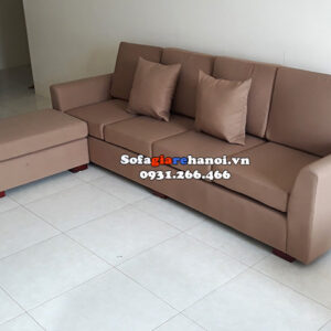 Hình ảnh Sofa nỉ văng phòng khách nhỏ kèm đôn lớn ghép lại thành hình chữ L linh hoạt, tiện lợi