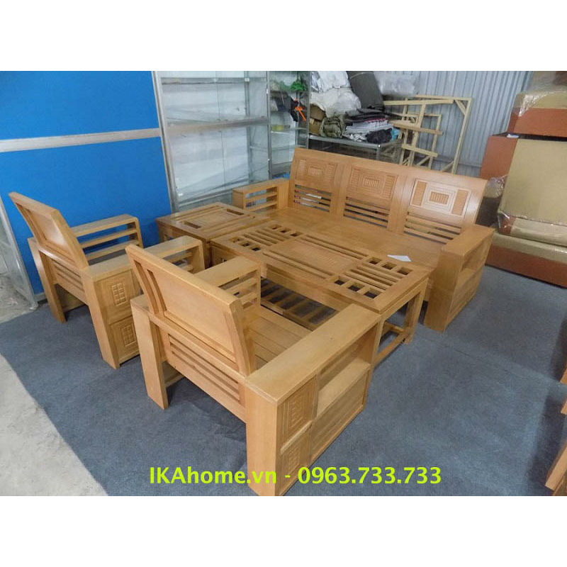Bàn ghế gỗ phòng khách giá rẻ IKA SFG 013 - Sofa giá rẻ Hà Nội