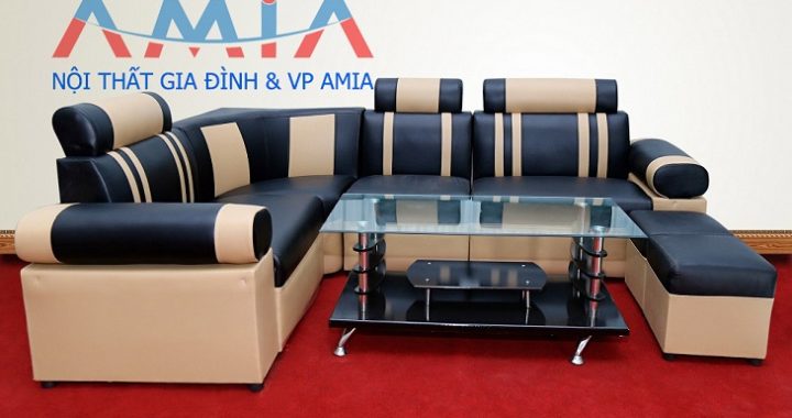 Hình ảnh cho mẫu sản phẩm sofa giá rẻ màu đen pha kem đẹp hiện đại, trẻ trung