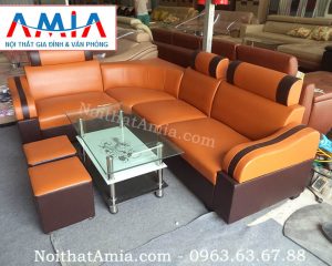 Hình ảnh cho mẫu sofa da góc giá rẻ tại Hà Nội mang phong cách thiết kế hiện đại, sang trọng và trẻ trung
