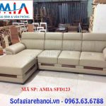 Hình ảnh cho mẫu sofa da góc chữ L đẹp hiện đại AmiA SFD123 được thiết kế với phong cách hiện đại, sang trọng và trẻ trung