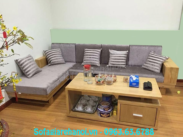 Hình ảnh mẫu ghế sofa gỗ chữ L đẹp hiện đại cho căn phòng khách gia đình
