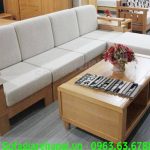 Hình ảnh ghế sofa chữ L gỗ đẹp hiện đại với thiết kế đơn giản